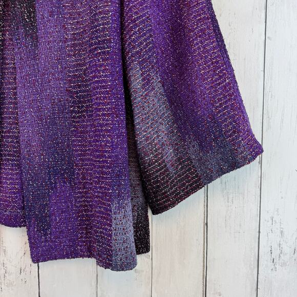 Candiss Cole Ocean Mist Purple Silk-Blend Handwoven Jacquard Jacket Size Medium - Picture 7 of 14
